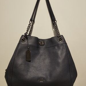 Coach Black Leather Tote Bag